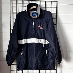 Vtg Acadia Windbreaker Pullover Jacket Oak Mountain 1/2 Zip Mens M Navy‎